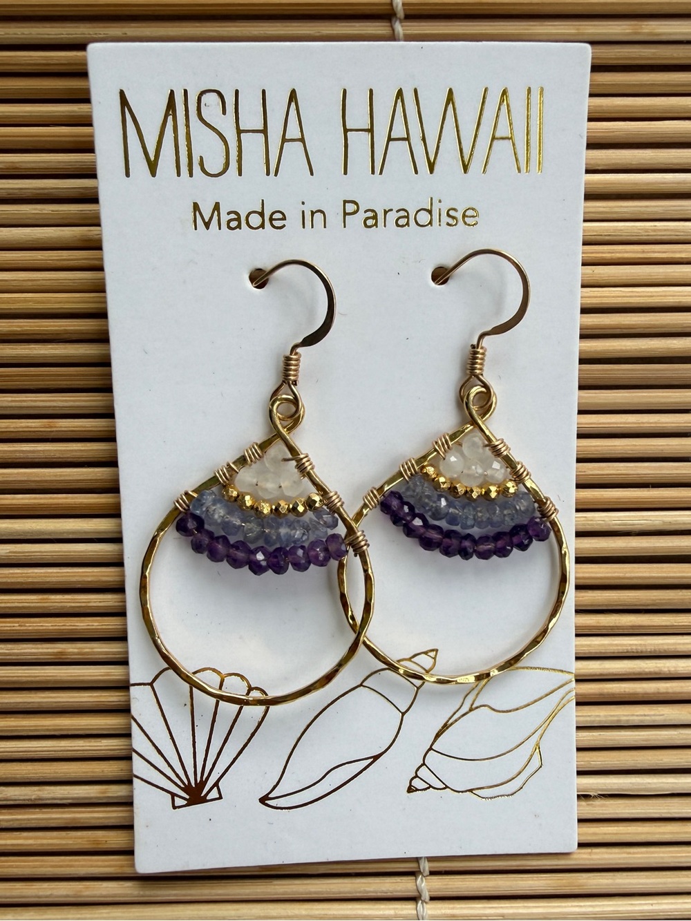 Misha Hawaii 14K Gold‑Filled Earrings – Handmade in Hawaii – Amethyst